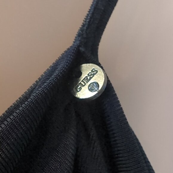 Guess Ruffled Cami Tank Top Black Ruched Asymmetric Party Cowl Neck Size XS - Picture 5 of 12